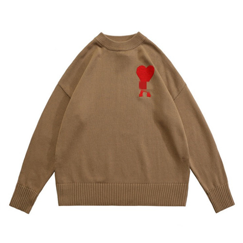 A Heart Logo 5Color Embroidered Knit Sweater (1789)
