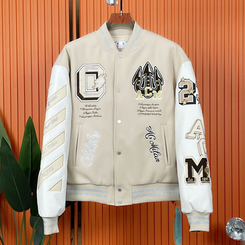 @W Letter Embroidery Baseball Jacket (2217)